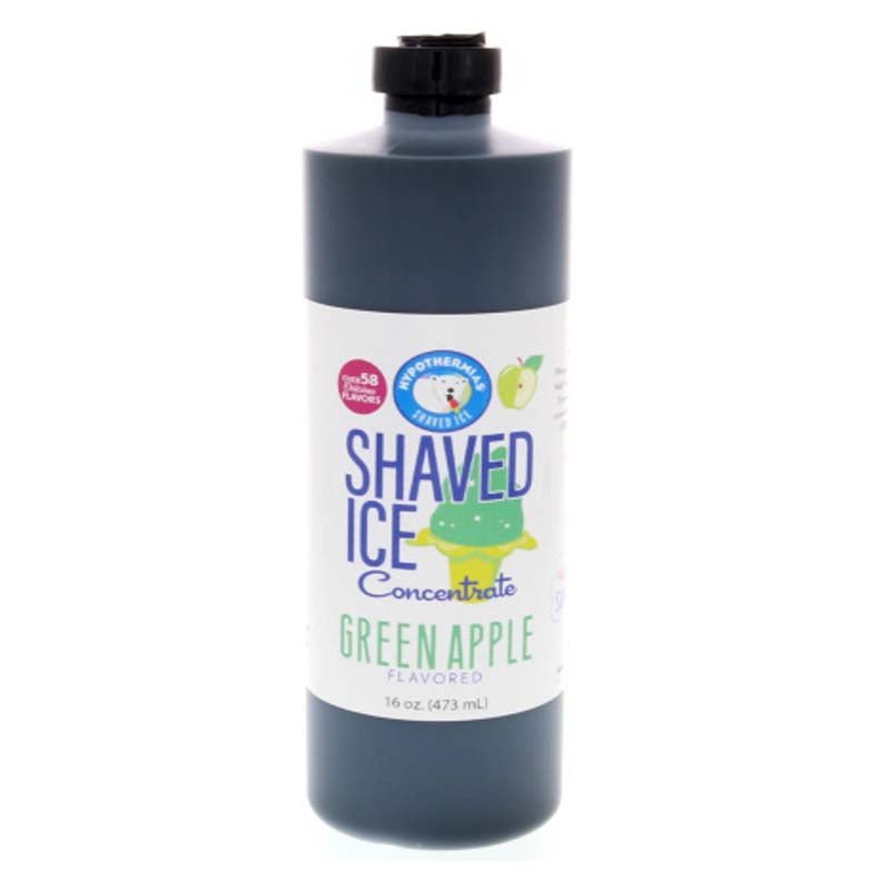 Hypothermias green apple shaved ice or snow cone flavor syrup concentrate 16 Fl Oz.