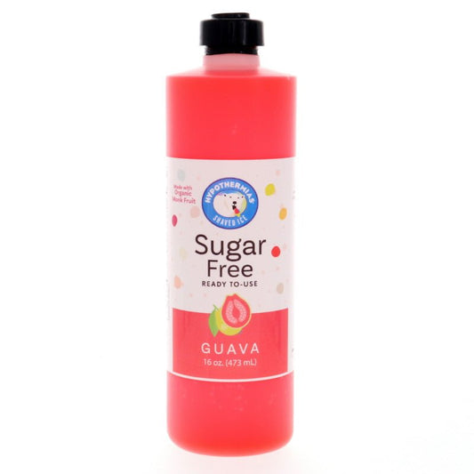 Hypothermias guava monk fruit sweetened sugar free snow cone or shaved ice syrup 16 Fl Oz.