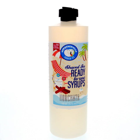 Hypothermias horchata snow cone or shaved ice syrup pure cane sugar 16 Fl Oz.