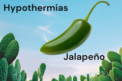Hypothermias Jalapeño shaved ice or snow cone concentrate with desert background.