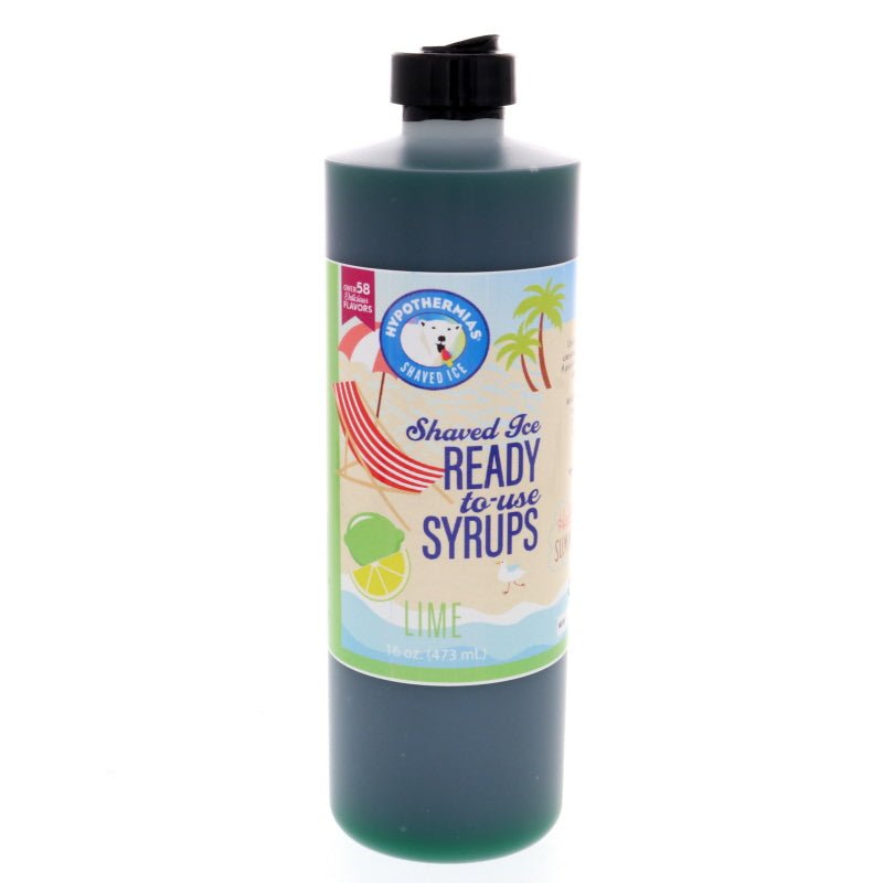 Hypothermias lime pure cane sugar snow cone or shaved ice syrup 16 Fl Oz.