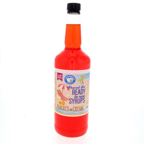 Hypothermias peaches and cream pure cane sugar snow cone or shaved ice syrup 32 Fl Oz.