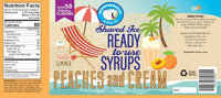 Peaches and Cream 100% Pure Cane Sugar Ready to Use Snow Cone or Shaved Ice Syrup