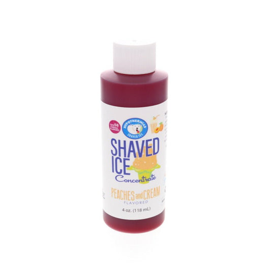 Hypothermias peaches and cream shaved ice snow cone syrup flavor concentrate 4 Fl Oz.