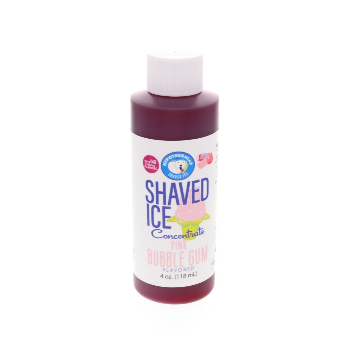 Hypothermias pink bubble shaved ice or snow cone flavor syrup concentrate 4 Fl Oz.