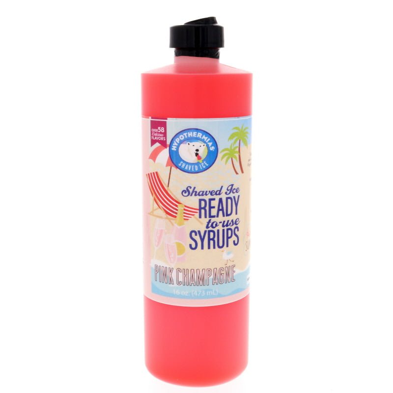 Hypothermias pink champagne pure cane sugar snow cone or shaved ice syrup 16 Fl Oz.