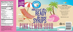 Hypothermias pink lemon sour pure cane sugar snow cone or shaved ice syrup nutritional label.