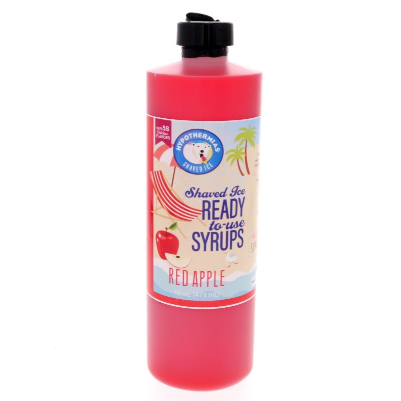 Hypothermias red apple pure cane sugar snow cone or shaved ice syrup 16 Fl Oz.