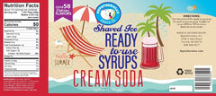 Hypothermias red cream soda pure cane sugar snow cone or shaved ice syrup nutritional label.