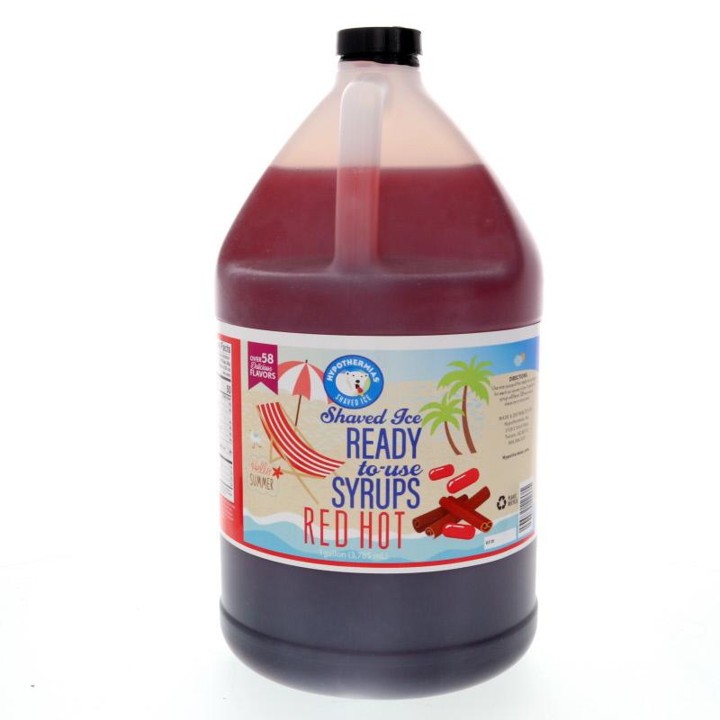 Hypothermias red hot pure cane sugar snow cone or shaved ice syrup 128 Fl Oz.