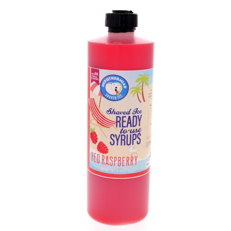 Hypothermias red raspberry pure cane sugar snow cone or shaved ice syrup 16 Fl Oz.