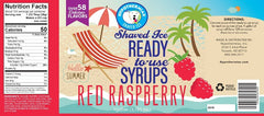 Hypothermias red raspberry pure cane sugar snow cone or shaved ice syrup nutritional label.
