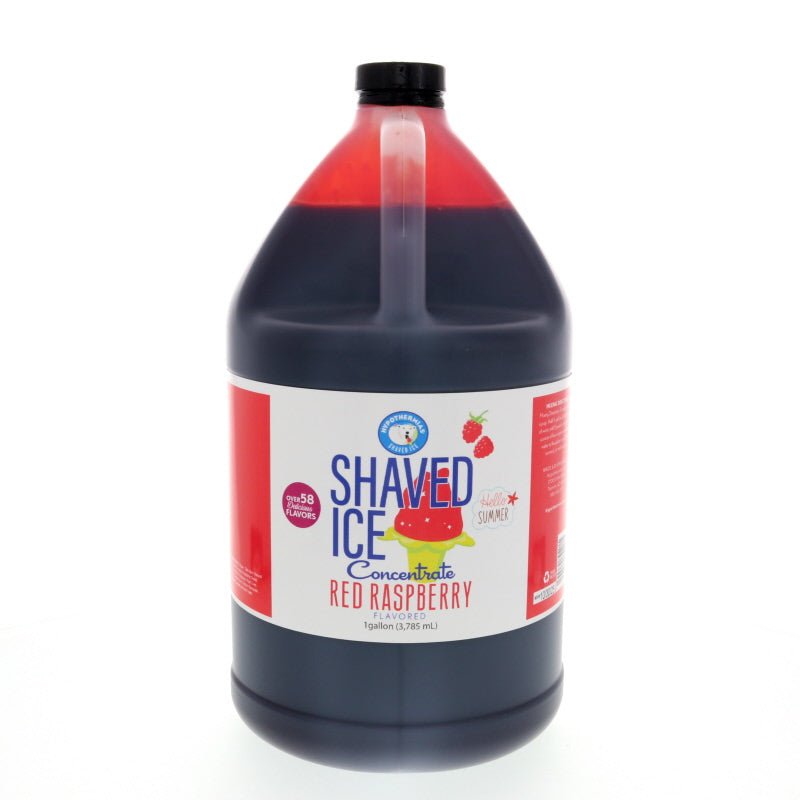 Hypothermias red raspberry shaved ice or snow cone flavor syrup concentrate 128 Fl Oz.