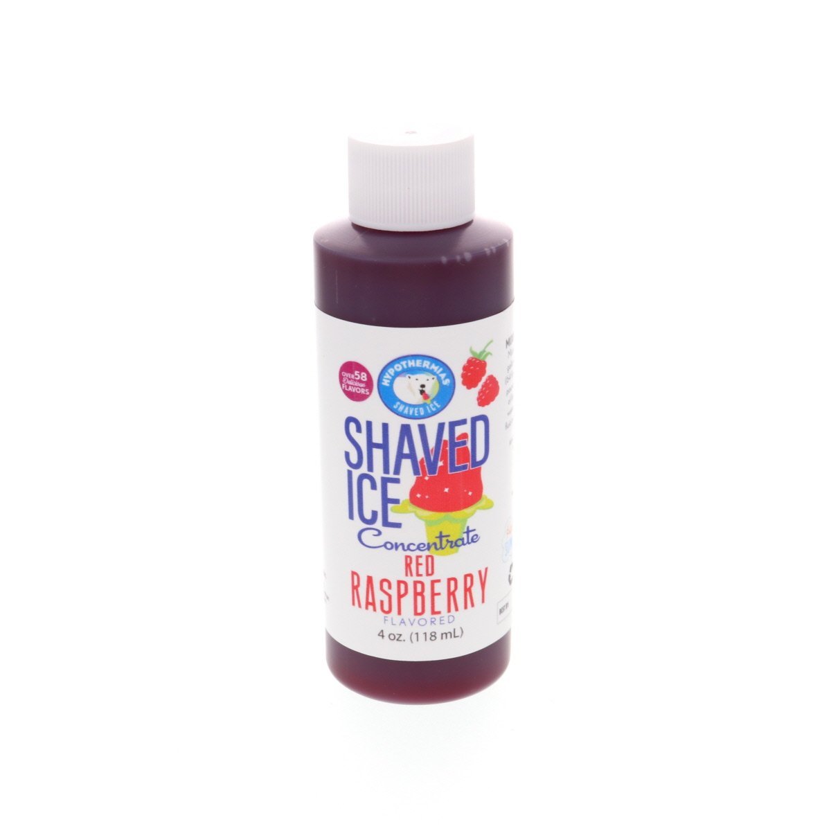 Hypothermias red raspberry shaved ice or snow cone flavor syrup concentrate 4 Fl Oz.