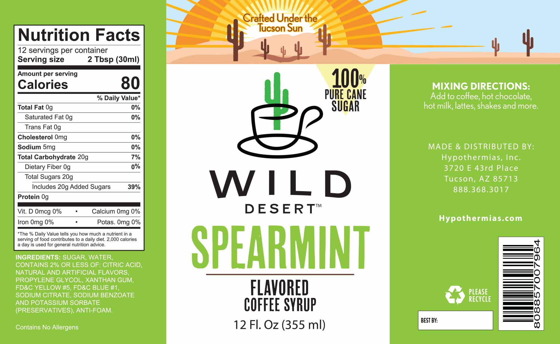 Spearmint Coffee Syrup - Hypothermias.com