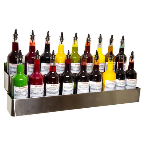 Stainless Steel Bottle Rack (Wall Mount) 32 Inch Double Hold - Hypothermias.com