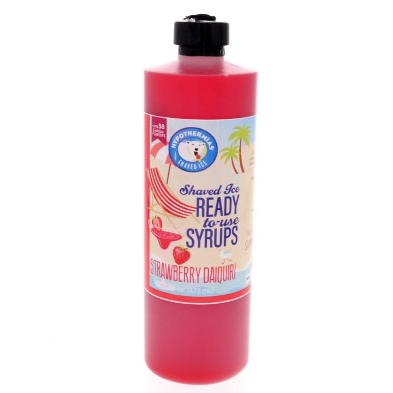 Hypothermias strawberry daiquiri pure cane sugar snow cone or shaved ice syrup 16 Fl Oz.