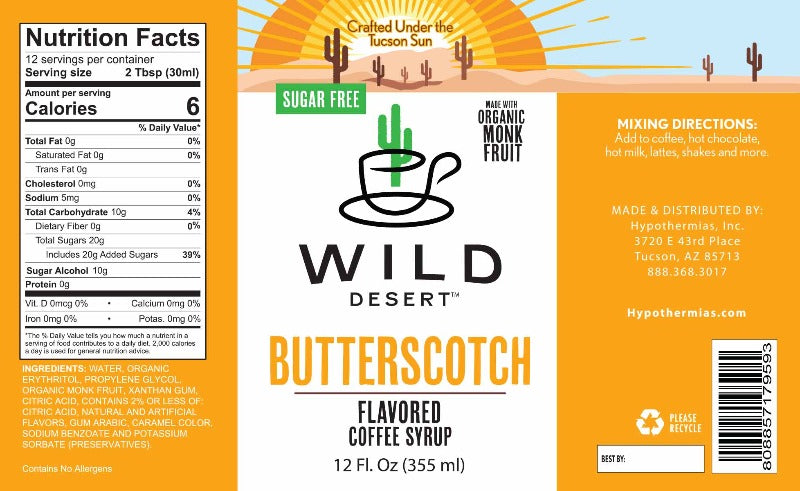 Sugar Free Butterscotch Coffee Syrup - Hypothermias.com