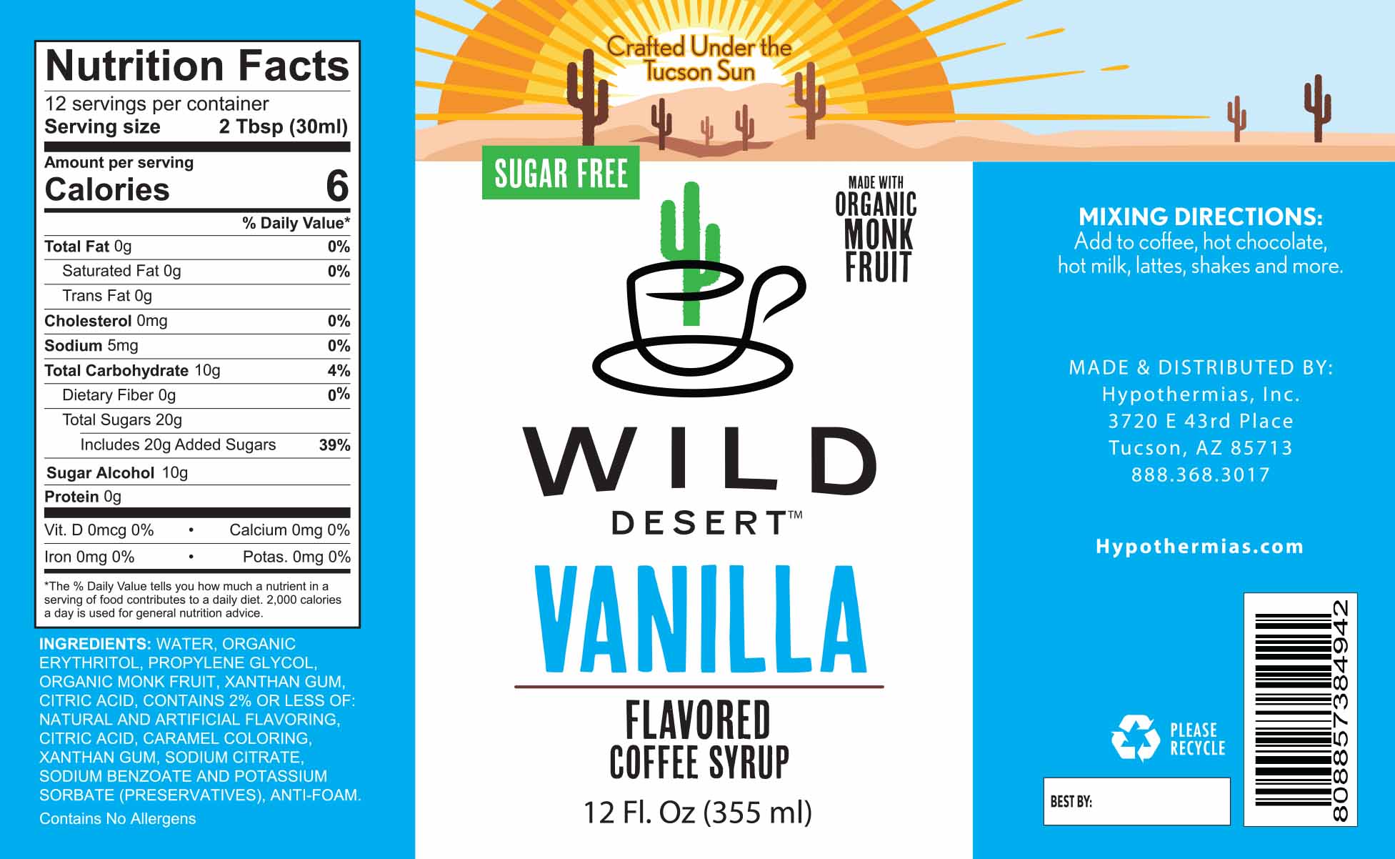 Sugar Free Vanilla Coffee Syrup - Hypothermias.com