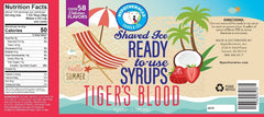 Hypothermias tigers blood pure cane sugar snow cone or shaved ice syrup nutritional label.