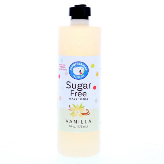 Hypothermias vanilla sugar free snow cone syrup with monk fruit 16 Fl Oz.