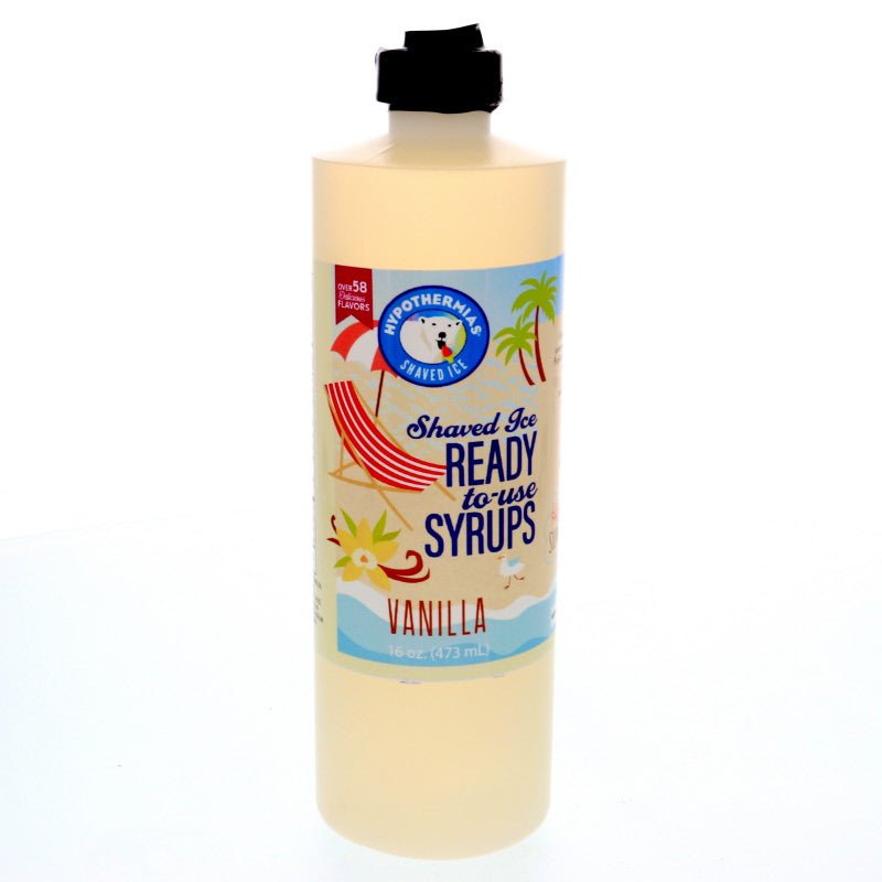 Hypothermias vanilla pure cane sugar snow cone or shaved ice syrup 16 Fl Oz.