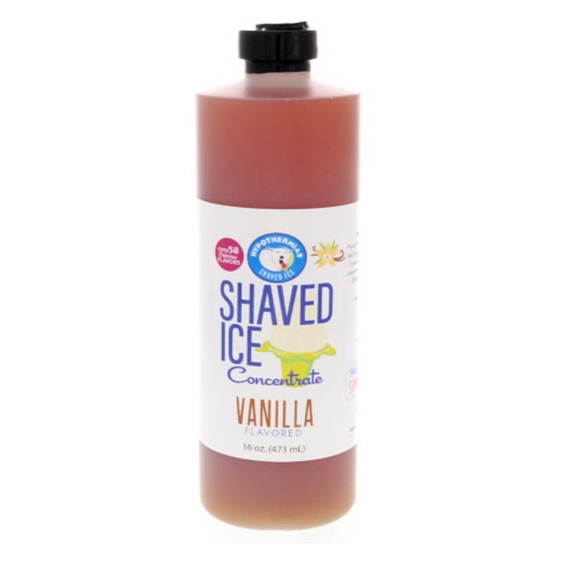Hypothermias vanilla shaved ice or snow cone flavor syrup concentrate 16 Fl Oz.